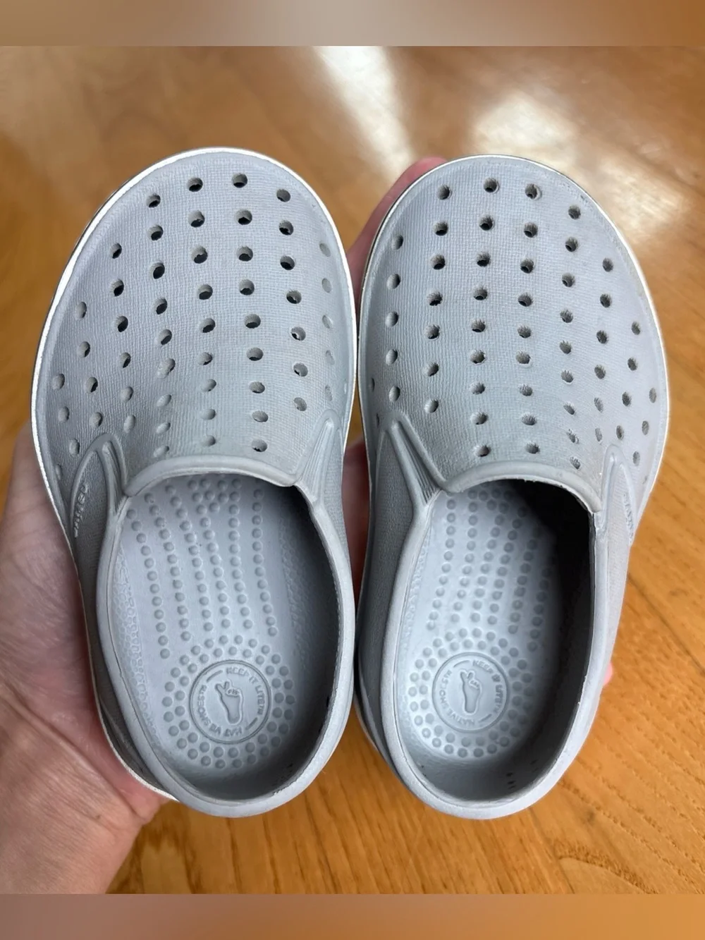 Native Miles Shoes Toddler Grey White Slip-On Unisex Gray Boys Water Size C7 7
